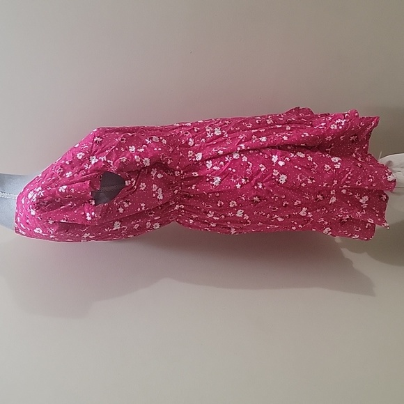 🏷MOSSIMO Women's Pink Floral Ruffle Faux Wrap Mini Dress Short Sleeve Sizelarge - Picture 8 of 9